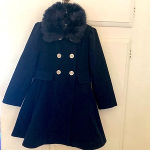 S Rothschild & Co. Big Girls Princess Dress Coat.  Dark Navy. Size 6X